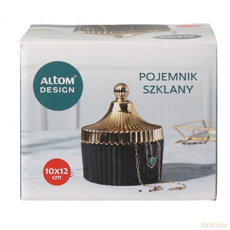 Pojemnik Szklany z Pokrywą w Kolorze Złota 10x12,5 cm Czarny (Color Box)