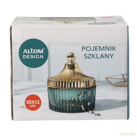 Pojemnik Szklany z Pokrywą w Kolorze Złota 10x12,5 cm Zielony (Color Box)