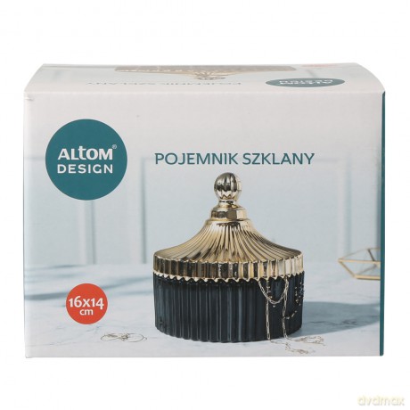 Pojemnik Szklany z Pokrywą w Kolorze Złota 16x14,5 cm Czarny (Color Box)