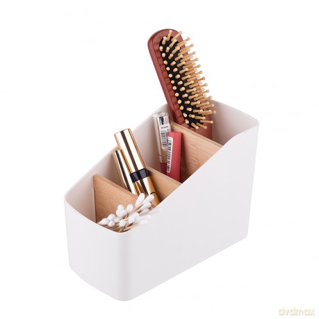 Pojemnik z 4 Przegródkami Plastik + Bambus 9x18x13 cm (Łazienka)