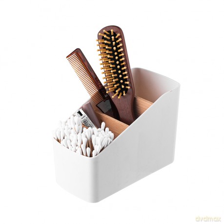 Pojemnik z 4 Przegródkami Plastik + Bambus 9x18x13 cm (Łazienka)