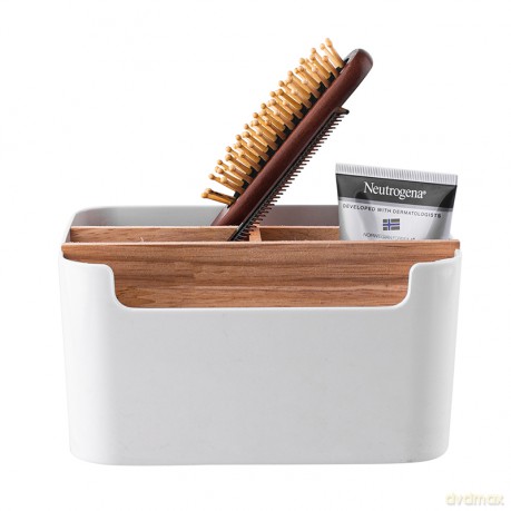 Pojemnik z 5 Przegródkami Plastik + Bambus 18x14,5x9,5 cm (Łazienka)