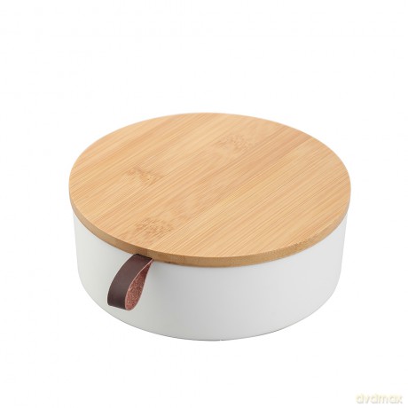 Puzderko z Przegródkami z Lusterkiem Plastik + Bambus 14x14x5 cm (Łazienka)