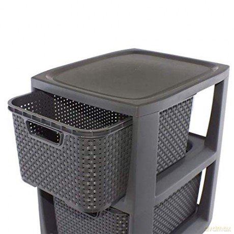 Regał Rattanowy 3 Szuflady 24,1x29,6x51cm Antracyt