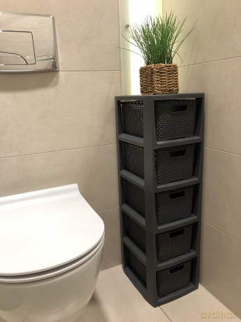 Regał Rattanowy 5 Szuflad 24,1x29,6x80cm Antracyt