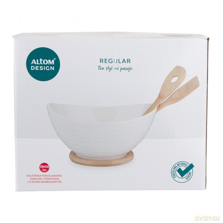 Regular Salaterka Owalna 29x24x15 cm z Podstawą I Łyżkami Bambusowymi Nbc