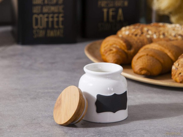 Regular Słoiczek Porcelanowy 200ml 8x9cm z Bambusowym Wieczkiem