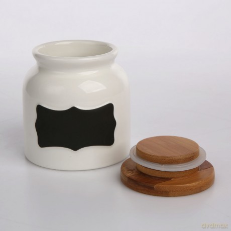 Regular Słoiczek Porcelanowy 200ml 8x9cm z Bambusowym Wieczkiem