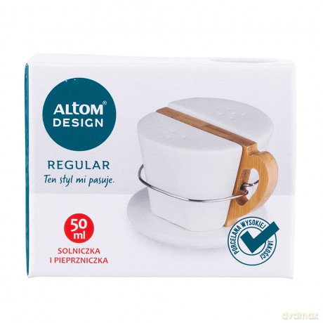 Regular Solniczka I Pieprzniczka Porcelanowa z Bambusowym Uchwytem