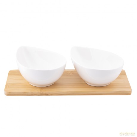Regular Zest. 2 Dipów Łezka z Porcelany Kremowej 300 Ml Na Bambusowej Podstawie 28x12x1 cm
