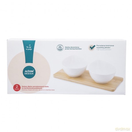 Regular Zest. 2 Dipów Łezka z Porcelany Kremowej 300 Ml Na Bambusowej Podstawie 28x12x1 cm