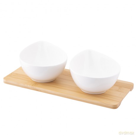 Regular Zest. 2 Dipów Łezka z Porcelany Kremowej 300 Ml Na Bambusowej Podstawie 28x12x1 cm