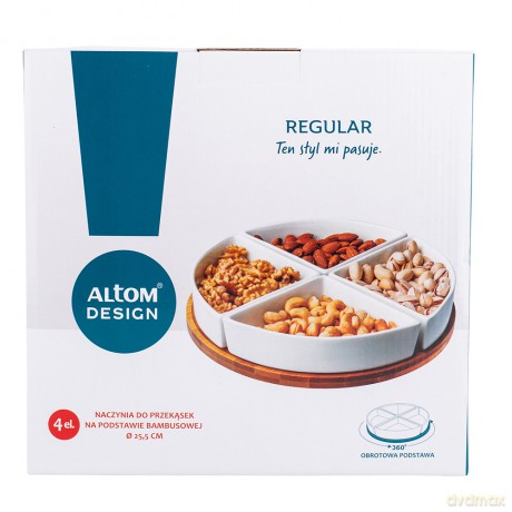 Regular Zest. 4 Naczyń Na Podstawie Bambusowej 25,5cm Color Box