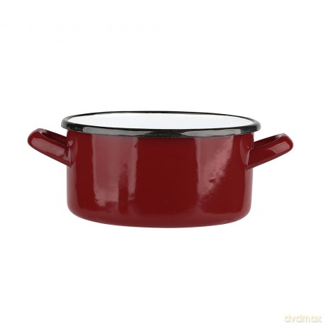 Rondel Emaliowany 2,1l Śr.18cm Wys.9,5cm Czerwień