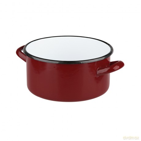 Rondel Emaliowany 2,1l Śr.18cm Wys.9,5cm Czerwień