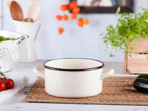 Rondel Emaliowany 2,1l Śr.18cm Wys.9,5cm Krem