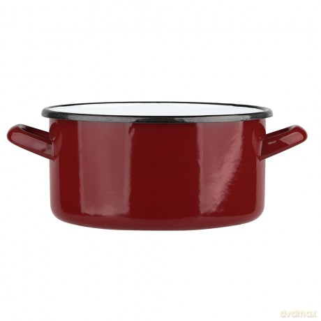 Rondel Emaliowany 2,9l Śr.20cm Wys.10,5cm Czerwień
