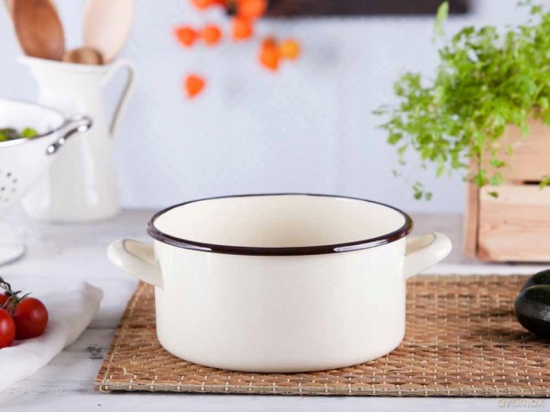 Rondel Emaliowany 2,9l Śr.20cm Wys.10,5cm Krem