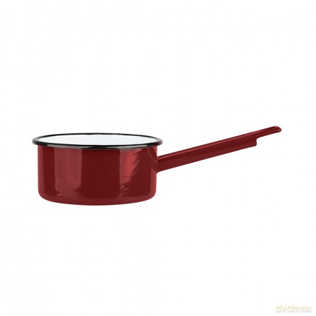 Rondel Emaliowany z Trzonkiem 1,0l Śr.14cm Wys.7cm Czerwień