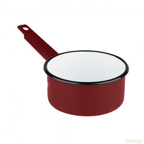 Rondel Emaliowany z Trzonkiem 1,0l Śr.14cm Wys.7cm Czerwień
