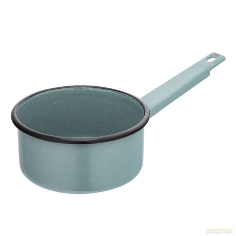 Rondel Emaliowany z Trzonkiem 1,0l Śr.14cm Wys.7cm Szałwiowy Nakrapiany
