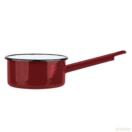 Rondel Emaliowany z Trzonkiem 1,5l Śr.16cm Wys.8cm Czerwień