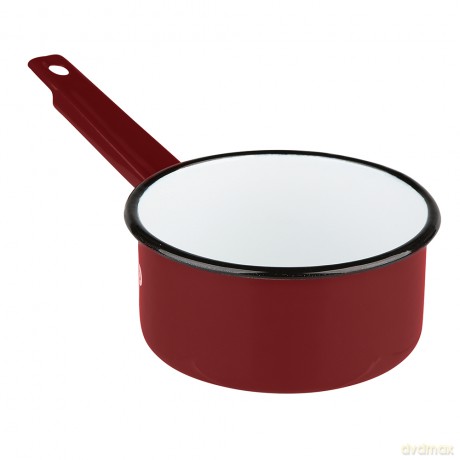 Rondel Emaliowany z Trzonkiem 1,5l Śr.16cm Wys.8cm Czerwień