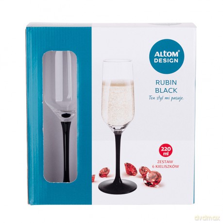 Rubin Black Kpl. 6 Kieliszków Szampan 220ml