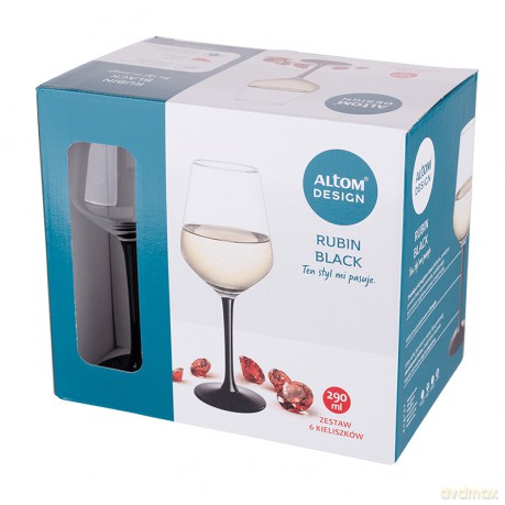 Rubin Black Kpl.6 Kieliszków Wino Białe 290ml