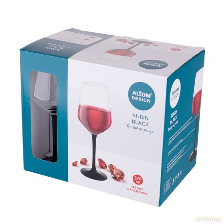 Rubin Black Kpl.6 Kieliszków Wino Czerwone 370ml