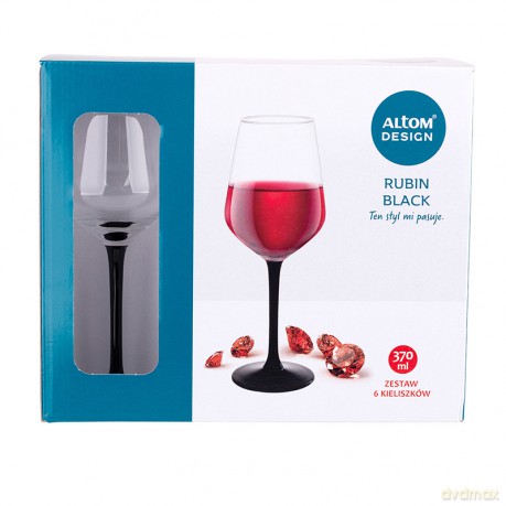 Rubin Black Kpl.6 Kieliszków Wino Czerwone 370ml