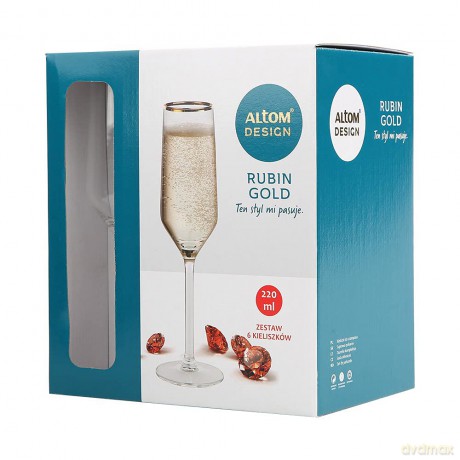 Rubin Gold Kpl. 6 Kieliszków Szampan 220 Ml