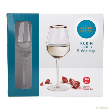 Rubin Gold Kpl. 6 Kieliszków Wino Białe 370 Ml