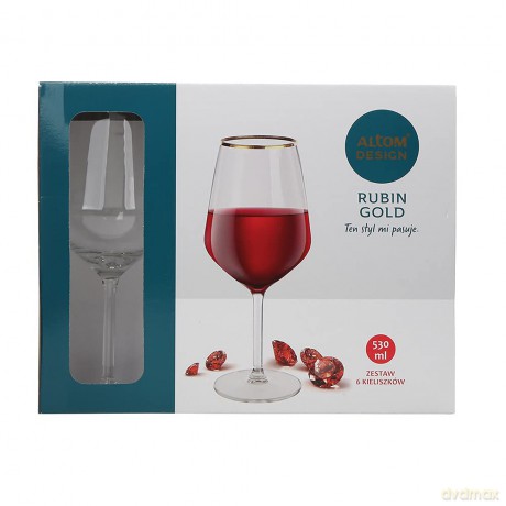 Rubin Gold Kpl. 6 Kieliszków Wino Czerwone 530 Ml