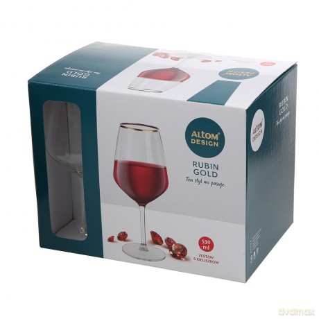 Rubin Gold Kpl. 6 Kieliszków Wino Czerwone 530 Ml
