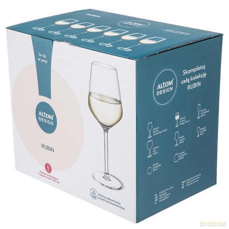 Rubin Kpl. 6 Kieliszków Wino Białe 370ml