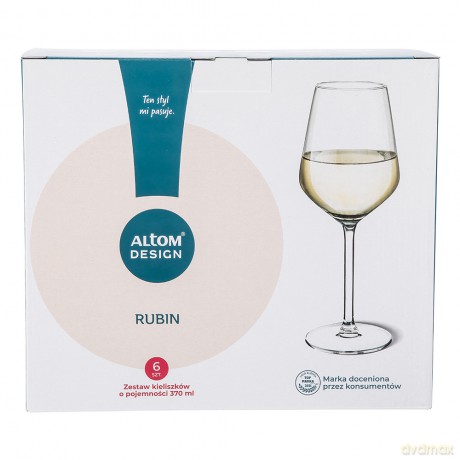 Rubin Kpl. 6 Kieliszków Wino Białe 370ml