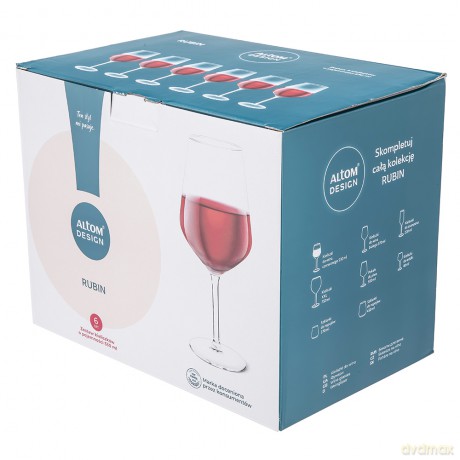 Rubin Kpl. 6 Kieliszków Wino Czerwone 530ml
