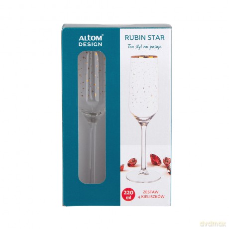 Rubin Star Kpl. 4 Kieliszków Szampan 220ml