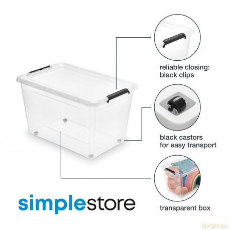 Simplestore Pojemnik Do Przechowywania z Pok.Na Kółkach 58x39x35cm 60l (1732)