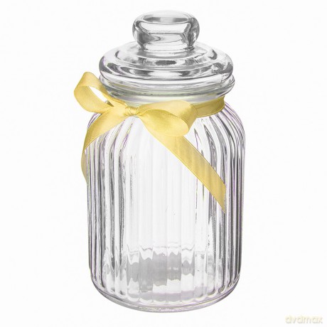Słoik Do Przechowywania 900ml Relief z Kokardą Żółtą
