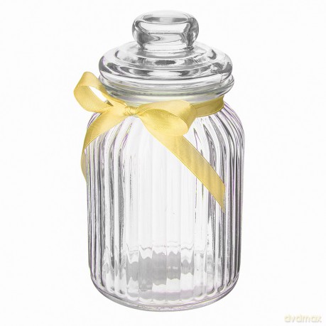 Słoik Do Przechowywania 900ml Relief z Kokardą Żółtą