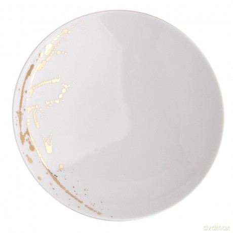 Splendor Talerz Głęboki 21cm Biały Złoty