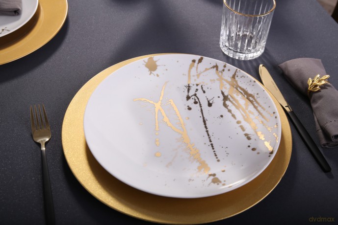 Splendor Talerz Płytki 28cm Biały Złoty