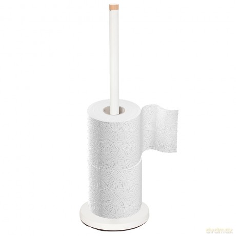 Stojak Na Papier Toaletowy Metalowy + Bambus 15x46,5 cm Biały (Łazienka)