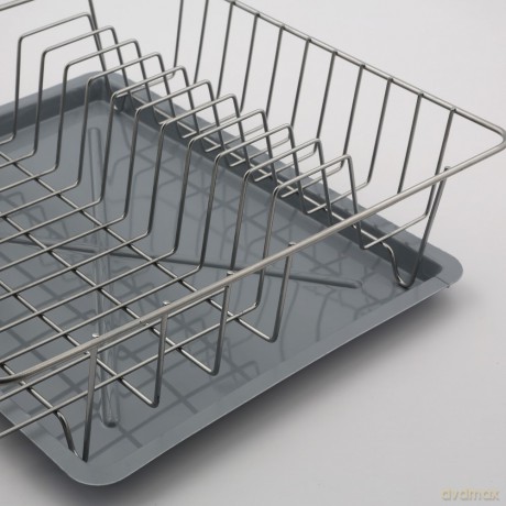Suszarka Do Naczyń Stojąca 35cmx35cm Wysoka z Tacką Srebrna