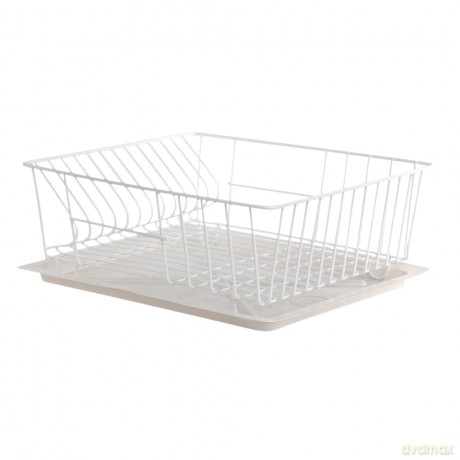Suszarka Zlewozmywakowa Prostokąt 36x29cm Biała z Tacką