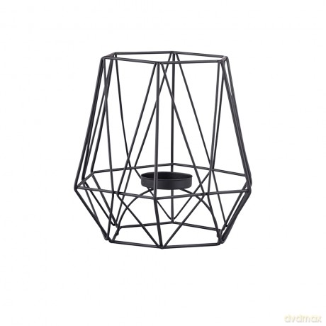 Świecznik Metalowy Geometryczny 13x13x15 cm Czarny