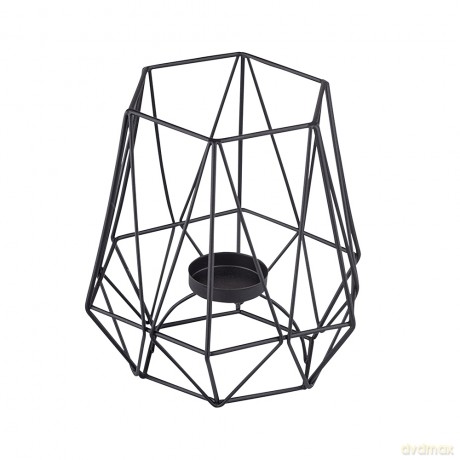 Świecznik Metalowy Geometryczny 13x13x15 cm Czarny