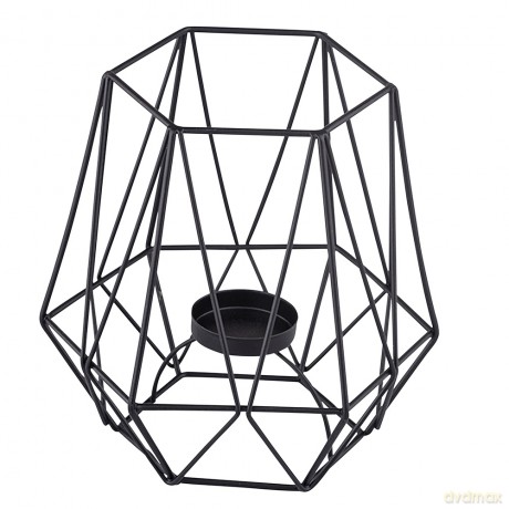 Świecznik Metalowy Geometryczny 13x13x15 cm Czarny
